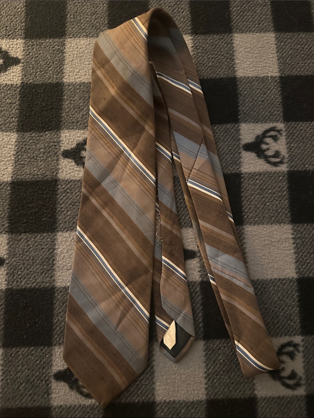 Wembley Brown and Blue Striped Silk Tie